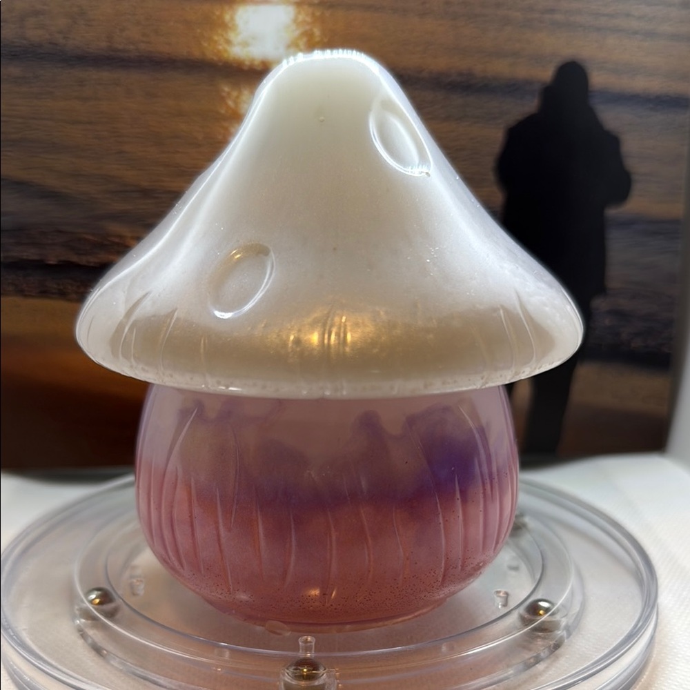 Elegant White and Purple Resin Mushroom Art Piece